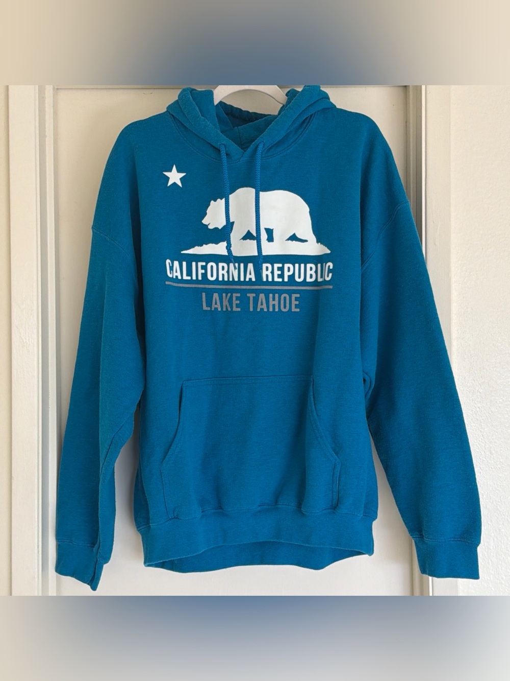 Gildan Heavy Blend California Republic Lake Tahoe Hoodie Blue XL Pullover Men’s